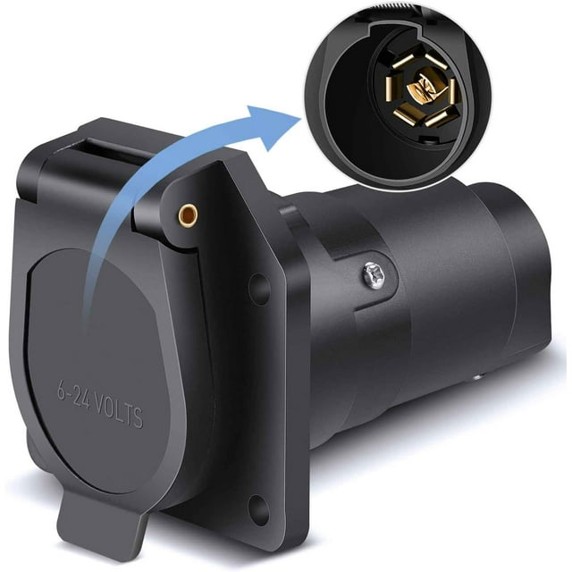 Nilight 7 Pin Male Trailer Round RV Blade Connector Socket 7 Pole Trailer Plug Heavy Duty 7 Way