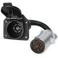 thumbnail image 1 of Nilight 7 Pin Round to 7 Way RV Blade Trailer Adapter Connector Wiring Harness Electric Adapter Plug Connector for Semi Truck Trailer Commercial Vehicle Pickup Truck Tractor, 2 Years Warranty, 1 of 10
