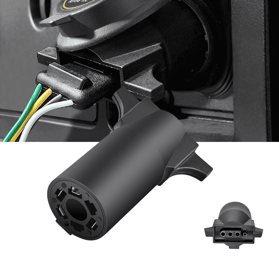 Nilight 7 Pin to 4 Pin Trailer Adapter 7 Way Round to 4 Way Flat Blade Trailer Wiring Connector Waterproof Nylon Housing Plug and Play