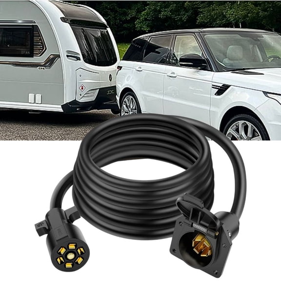 Nilight 7 Way Trailer Plug Extension Cord 12 Feet Heavy Duty 7 Pin Connector Wiring Harness Cable 10-14 AWG Double-Prong Copper Terminals Wires for 7-Blade RV Tow -12FT
