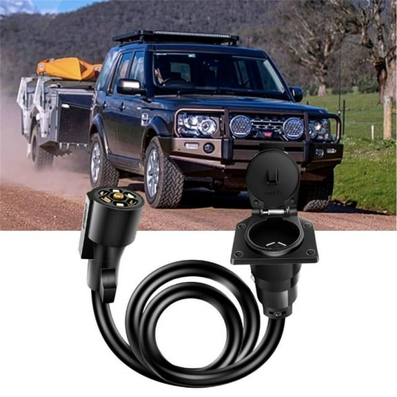 Nilight 7-Way Trailer Plug Socket Extension Cable 3FT Long 10-14 AWG Double-Prong Copper Terminals/Wires for 7-Blade Trailer Wiring Connector Cord
