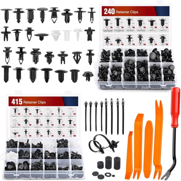 Nilight 700Pcs Car Push Retainer Clips & Auto Fasteners Assortment -30 Most Popular Sizes Nylon Bumper Fender Rivets with 10 Cable Ties and Fasteners Remover for Toyota GM Ford Toyota Honda Chrysler