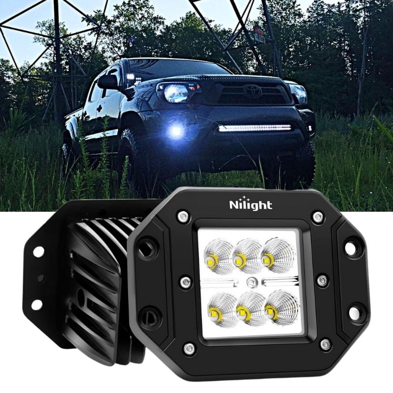Nilight 18W Flood LED Light Bar for Offroad Vehicles Floodbeam Floodlight
