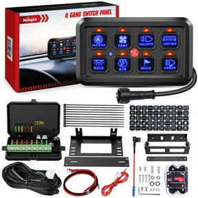 Nilight 8 Gang Switch Panel System Circuit Control Relay System Fuse Wiring Harness Automatic Dimmable ON Off LED Switch Pod for 12V Cars Trucks Campers SUV, 2 Years Warranty,Blue