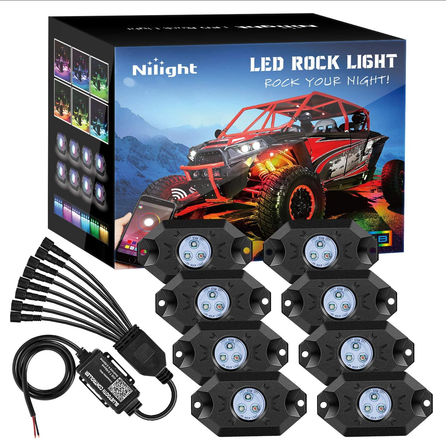 Nilight RGB LED Rock Lights Kit