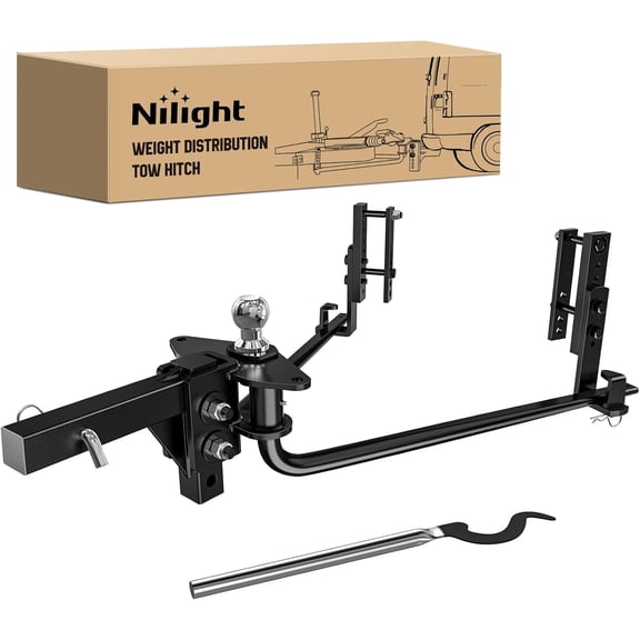 Nilight 800 lbs Round Bar Weight Distributing Hitches Kit with Sway Control, 2-in Solid Steel Shank, 2-5/16 in Alloy Steel Ball