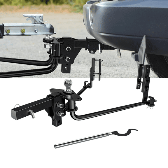 Nilight 800 lbs Round Bar Weight Distribution Hitch Kit with Sway Control, 2 Inch Solid Steel Shank, 2-5/16 Inch Hitch Ball for Trailer Towing