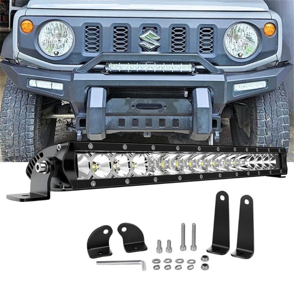 Nilight 17" 80W LED Work Light Single Row Spot Flood Combo LED Light Bar Driving Lights Offroad Lighting - 2 Style Mounting Brackets