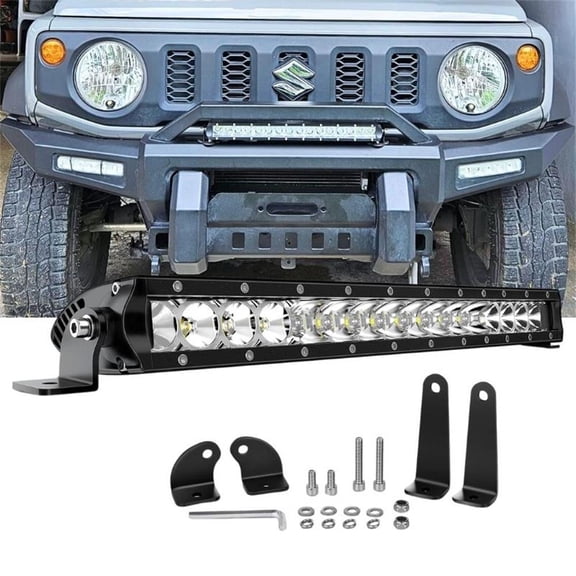 Nilight 17" 80W LED Work Light Single Row Spot Flood Combo LED Light Bar Driving Lights Offroad Lighting - 2 Style Mounting Brackets
