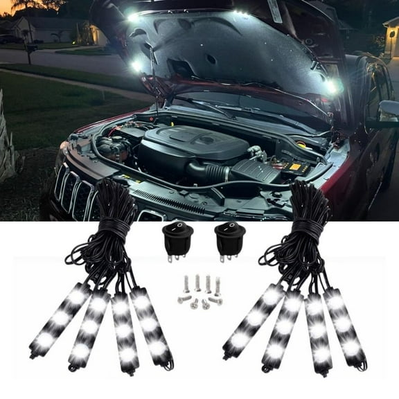 Nilight 8Pcs 24Led Rock Light for Cargo Truck Pickup Bed off Road Under Car Side Marker LED Rock Lighting Kit w/Switch White