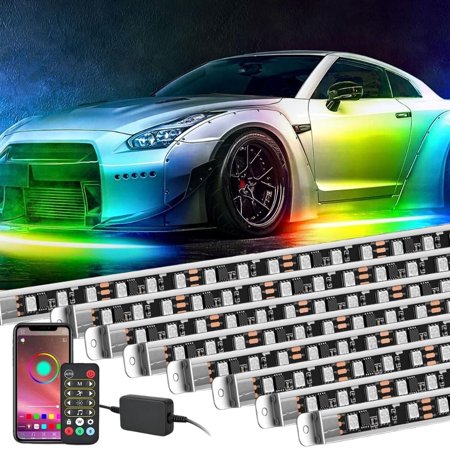 Nilight 8Pcs Underglow Neon Accent Strip Lights 396 LEDs Dream Door Assist Multi Mode Sound Active Function Music Mode with APP, Remote Control Underbody Light Strip for Car Truck RV