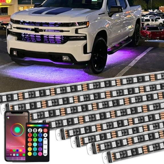 Nilight 8Pcs Underglow Neon Accent Strip Lights 396 LEDs RGB Door Assist Multi DIY Sound Active Function Music Mode with APP and Remote Control Underbody Light Strips for Car Truck RV