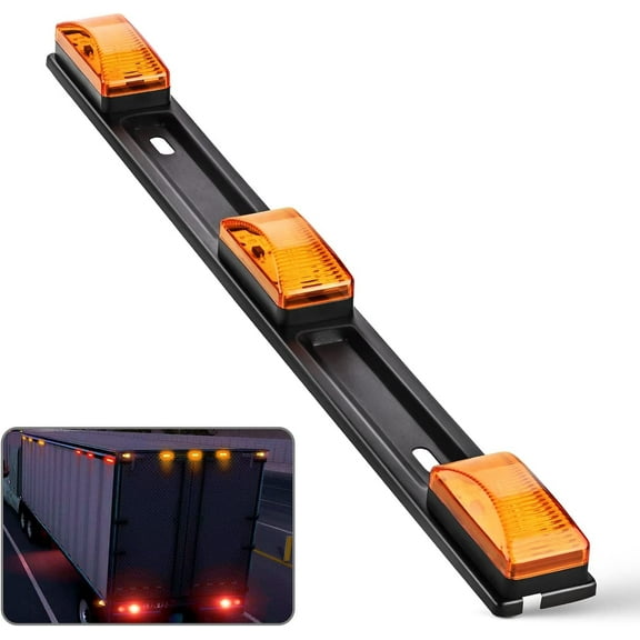 Nilight 9 LED Marker Tail Trailer Light Bar 14.2Inch 1PC Amber Clearance Identification Running Marker ID Rear Stainless Steel Bracket for 12V Pickup Truck Trailer RV Boat, 2 Years Warranty