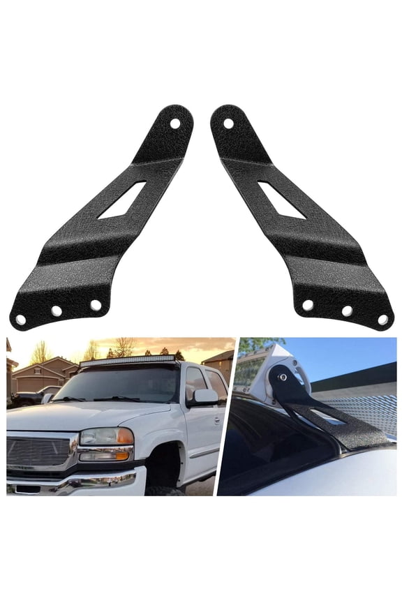90030B 50Inch 2PCS 50 Curved LED Light Bar Bracket at Upper Windshield Roof Cab for 99-06 Chevy Silverado Suburban Avalanche Tahoe & GMC Yukon Sierra