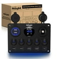 thumbnail image 1 of Nilight 5 Gang Multi-Function 5 Gang Rocker Dual USB Charger + Digital Volmeter +12V Outlet Pre-Wired Switch Panel with Circuit Breakers for RV Car Boat Truck Trailer,2 Years Warranty,Blue, 1 of 7