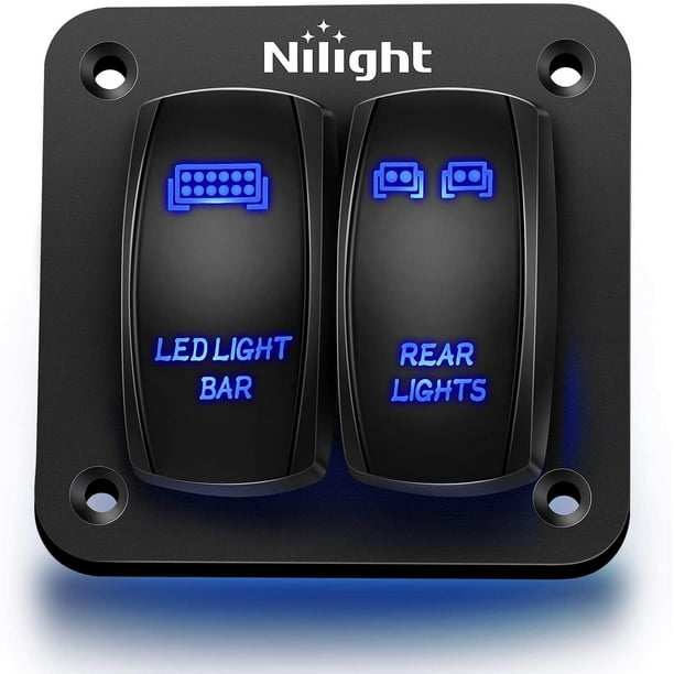 Nilight 90104B 2Gang Aluminum Laser Rear LED Light Bar Rocker 12/24V