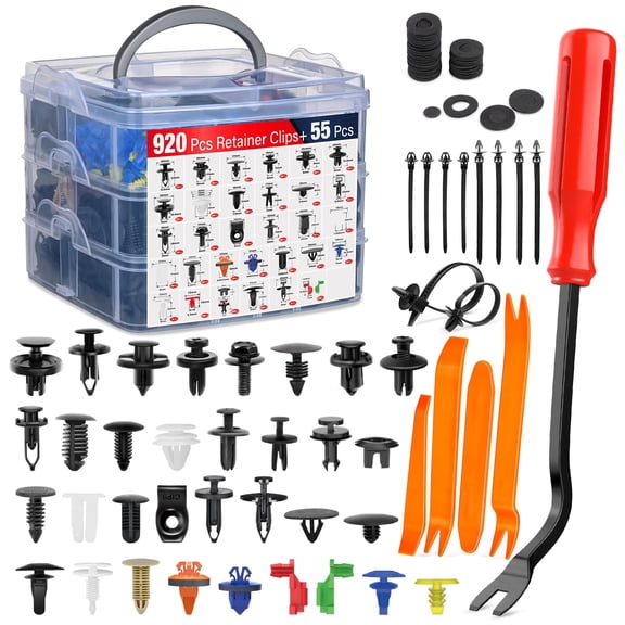 Nilight 975Pcs Car Push Retainer Clips Auto Fasteners Kit Included 33 Sizes Nylon Bumper Fender Rivets Door Trim Panel Clips with 5 Fasteners Remover 10 Cable Ties for Toyota GMC Ford Honda Chevy