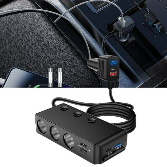 Nilight Cigarette Lighter Adapter Quick Charge 3.0 3 Sockets 4USB Ports Power Splitter with PD/QC 3.0 Charge Independent Switches Led Voltage Display for 12V/24V Cars Van Truck Camper