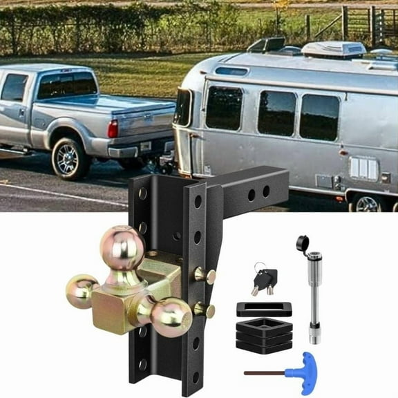 Nilight Adjustable Tri-Ball Trailer Hitch Mount 8" Drop/Rise Hitch 1-7/8" 2" 2-5/16" Fits 2" Receiver GTW for Heavy Duty Truck with Anti-Theft Pin
