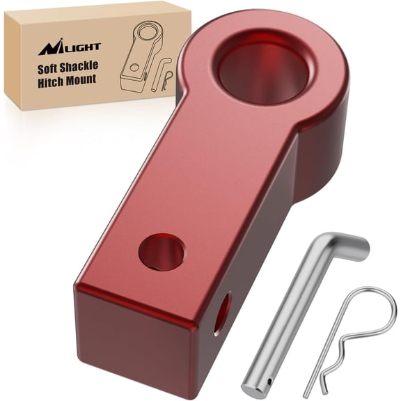 Nilight Aluminum Soft Shackle Hitch for 2 Inch Receiver 35274 Lbs Break Strength with Lock Pin 1.35 in Oversize Smooth Hole for Large Soft Shackles Off-Road Towing Accessory for Trucks SUV (Red)