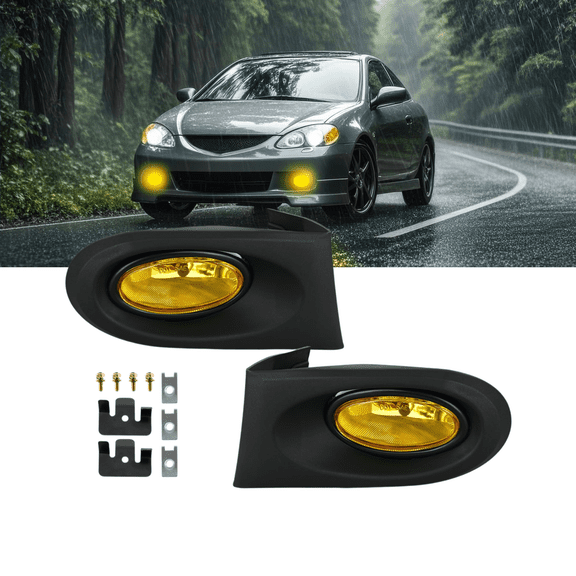 Nilight Amber Fog Light Assembly for 20022004 Acura RSX, Left & Right Pair, H11 12V 55W
