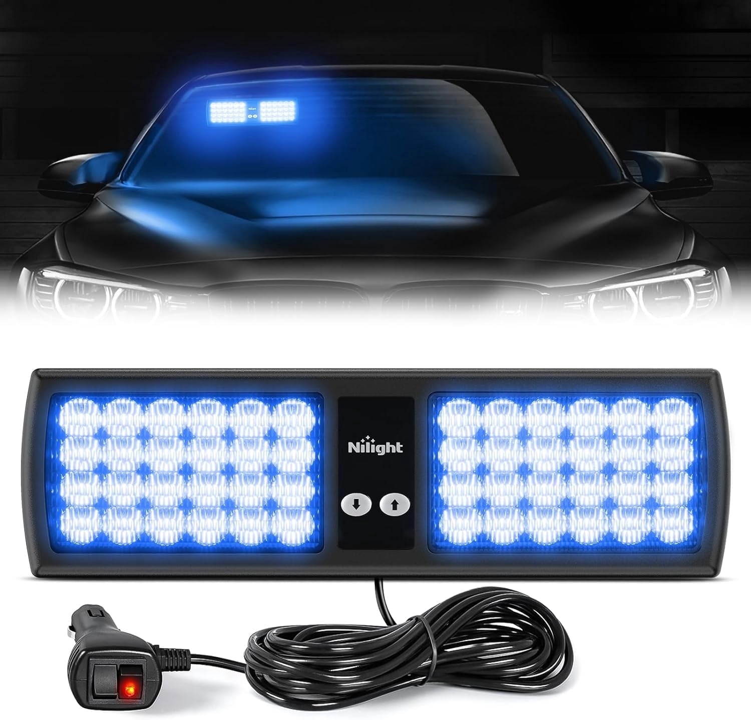 Nilight Blue 48Led Strobe Lights Interior Windshield Emergency Warning Lights for Truck