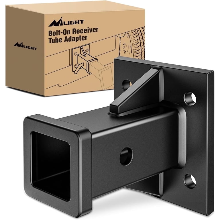 Universal 2 Inch Bolt-On Trailer Hitch Receiver Tube - Heavy Duty Steel Adapter For Ball Mounts & Accessories