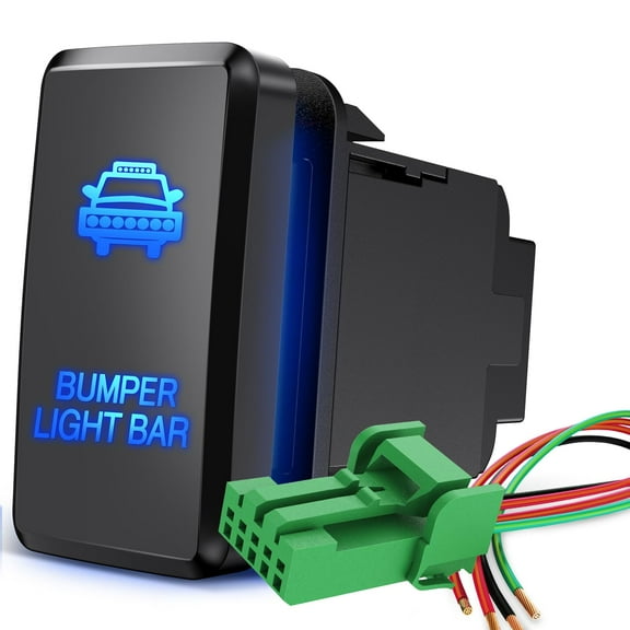 Nilight Bumper Light Bar Push Button Switch 12V ON Off Switch with Connector Wire Kit 1.54" x 0.83" Replacement for Toyota Tacoma Tundra 4Runner FJ Cruiser Hilux Fortuner 2 Years Warranty