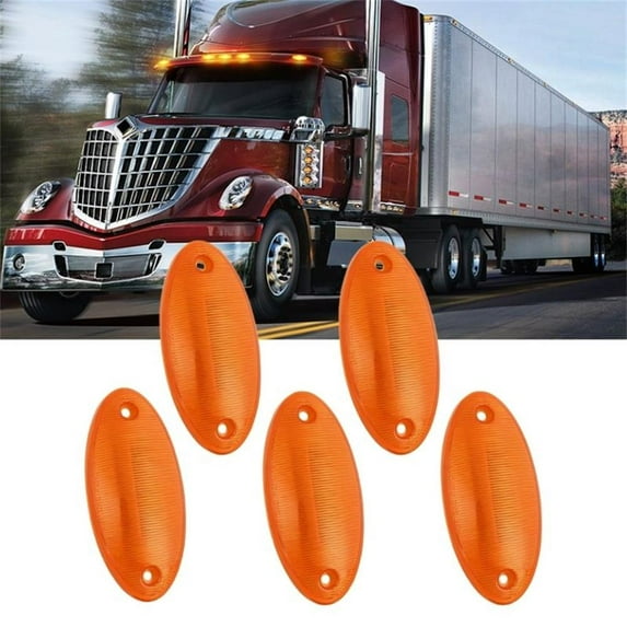 Nilight Cab Roof Marker Light 5 Pcs 4 Led Amber Top Indicator Light Waterproof Surface Mount Running Light for Heavy Duty Trucks Trailer RV Camper Tractor