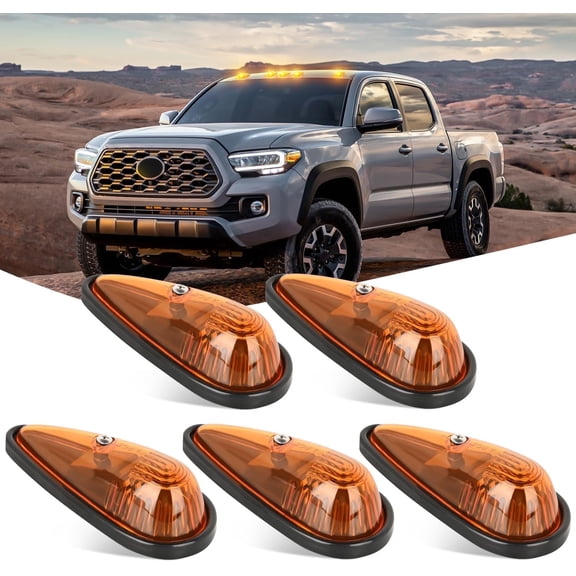 Nilight Cab Roof Marker Light 5 Pcs Amber Teardrop Top Indicator Light Waterproof Surface Mount Running Light for Heavy Duty Trucks Trailer Camper RV Tractor