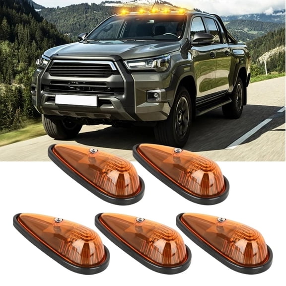 Nilight Cab Roof Marker Light 5 Pcs Amber Teardrop Top  Indicator Light Waterproof Surface Mount Running Light for Heavy Duty Trucks Trailer Camper RV Tractor