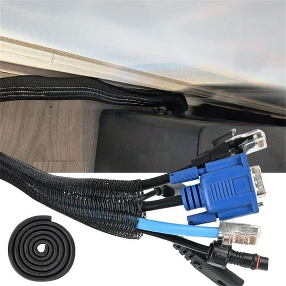 Nilight Cable Sleeve 25ft-1" Cord Management Braided Sleeves, Split Self Wrapping Wire Loom for Computer Electrical Automotive Harness Protector