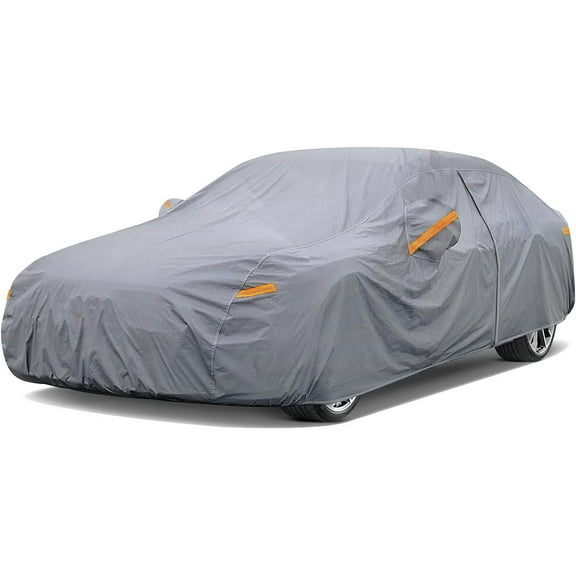 Nilight Car Cover Waterproof All Weather for Automobiles, Heavy Duty Outdoor Full Cover Rain Sun UV Protection with Zipper Cotton, Extra Thick Car Covers,Universal Fit for Sedan-Length (178" to 185")