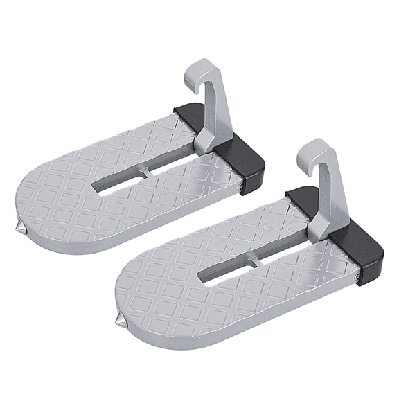 Nilight Car Door Step for Roof Access Universal Car Step Hook for Roof SUV Trucks Folding Aluminum Alloy Vehicle Door Latch Step Pedal With Glass Breaker Safety Hammer, Max Load 400lbs, 2 Pack Gray