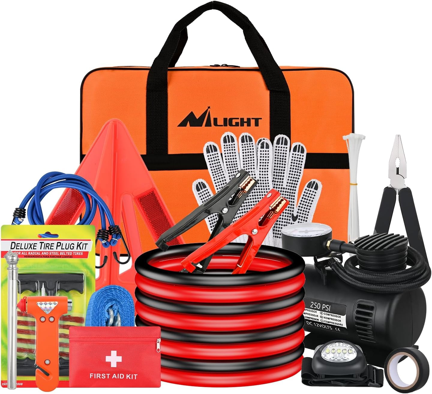Compressor In First Aid Nilight Car Emergency Kit with Jumper Cable Air Compressor Tire Repair ...