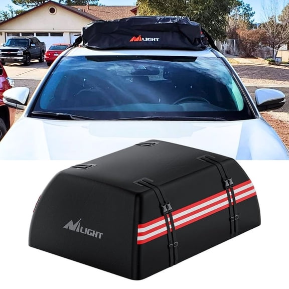 Nilight Car Roof Bag 21 Cubic feet Waterproof Rooftop Cargo Carrier,Suitable for All Vehicle with/Without Rack - Waterproof Zip,Reflective Strip,Anti-Tear 840D PVC, with Anti-Slip Mat