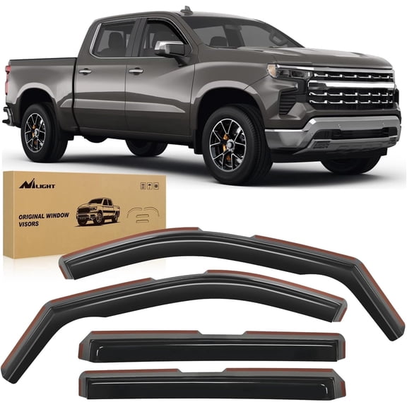 Nilight in Channel Rain Guards for Chevy Silverado/Sierra 2500HD/3500HD 2020 2021 2022 2023 2024 2025 Crew Cab Original Window Deflectors, Vent Window Visors-4PCS