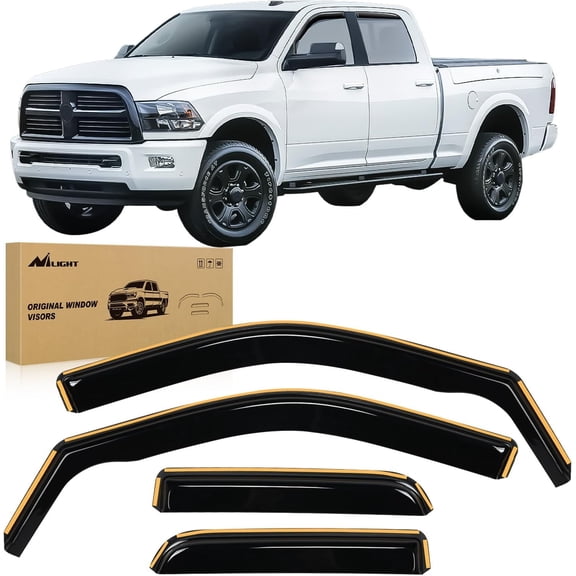 Nilight in Channel Rain Guards for Dodge Ram 1500 2009 2010 2011 2012 2013 2014 2015 2016 2017 2018 Quad Cab, Original Window Deflectors, Vent Window Visors-4pcs