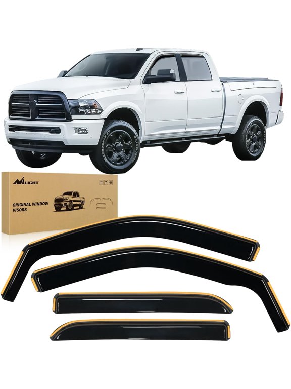 in Channel Rain Guards for Ram 1500 2009 2010 2011 2012 2013 2014 2015 2016 2017 2018 Crew Cab, 2019-2023 Ram 1500 Classic Body, Original Window Deflectors, Vent Window Visors-4PCS