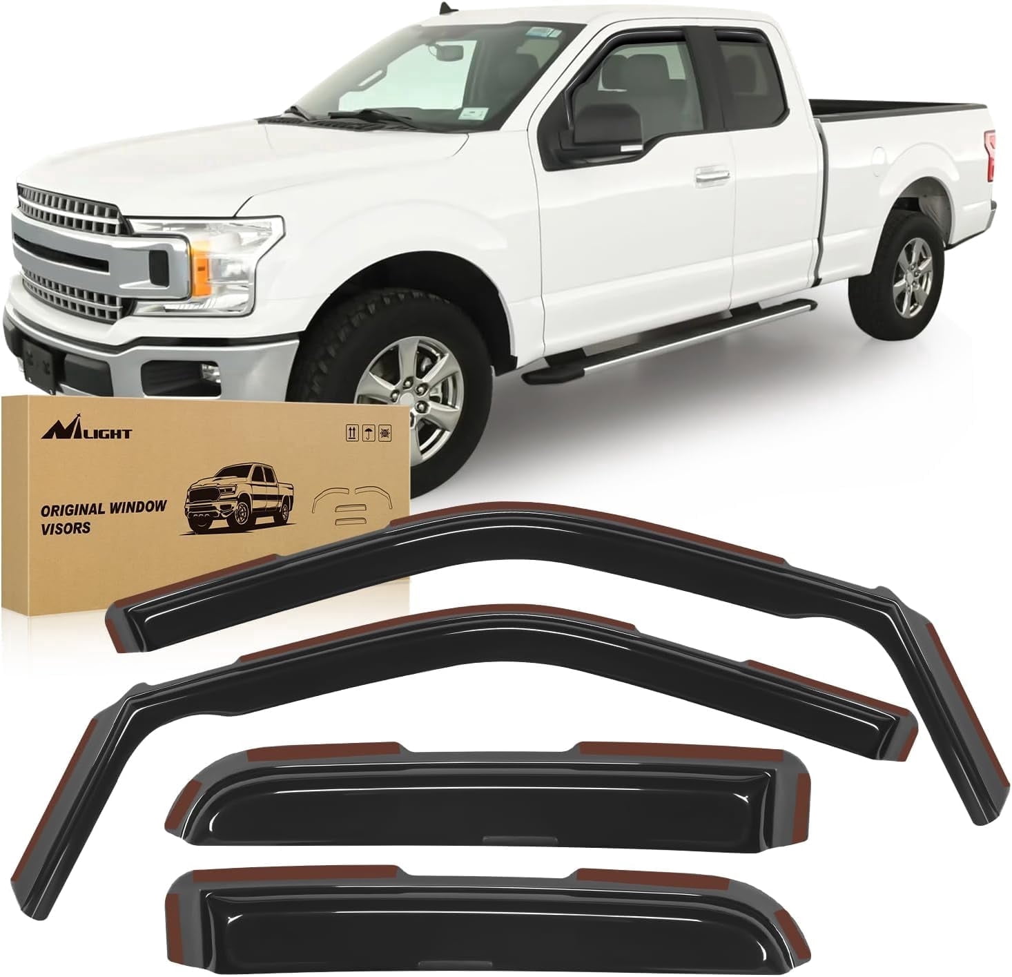 Ford Raptor Guard Nilight in Channel Rain Guards for Ford F150 Raptor 2015-2020 Super Cab ...