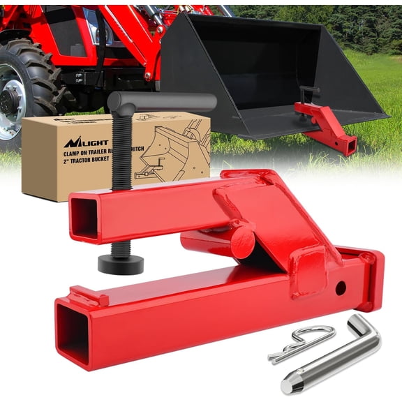 Nilight Clamp On Trailer Hitch 2" Ball Mount Receiver Adapter Compatible with Tractor Bucket Forklift Hitch Attachment for Deere Bobcat Bucket
