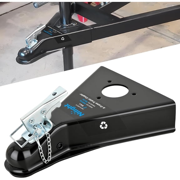 Nilight Class III A-Frame Trailer Coupler with Security Latch&Chain fits 2-Inch Hitch Ball for Pickup Trucks, RV, Boat, Camper, 5000LBS Capacity, Black Powder Coated