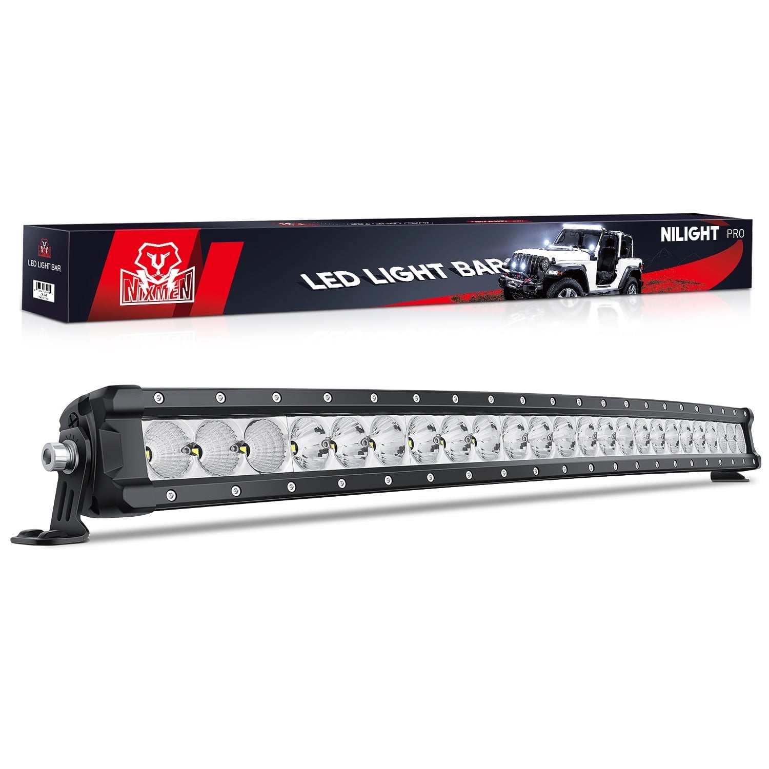 Nilight Curved Led Light Bar 32 Inch 120W Flood Spot Combo Beam 12000LM Osram P8/5W Chips Offroad Single Row Slim Lights IP68 LED Driving Lights for UTV Truck RZR SUV ATV Boat