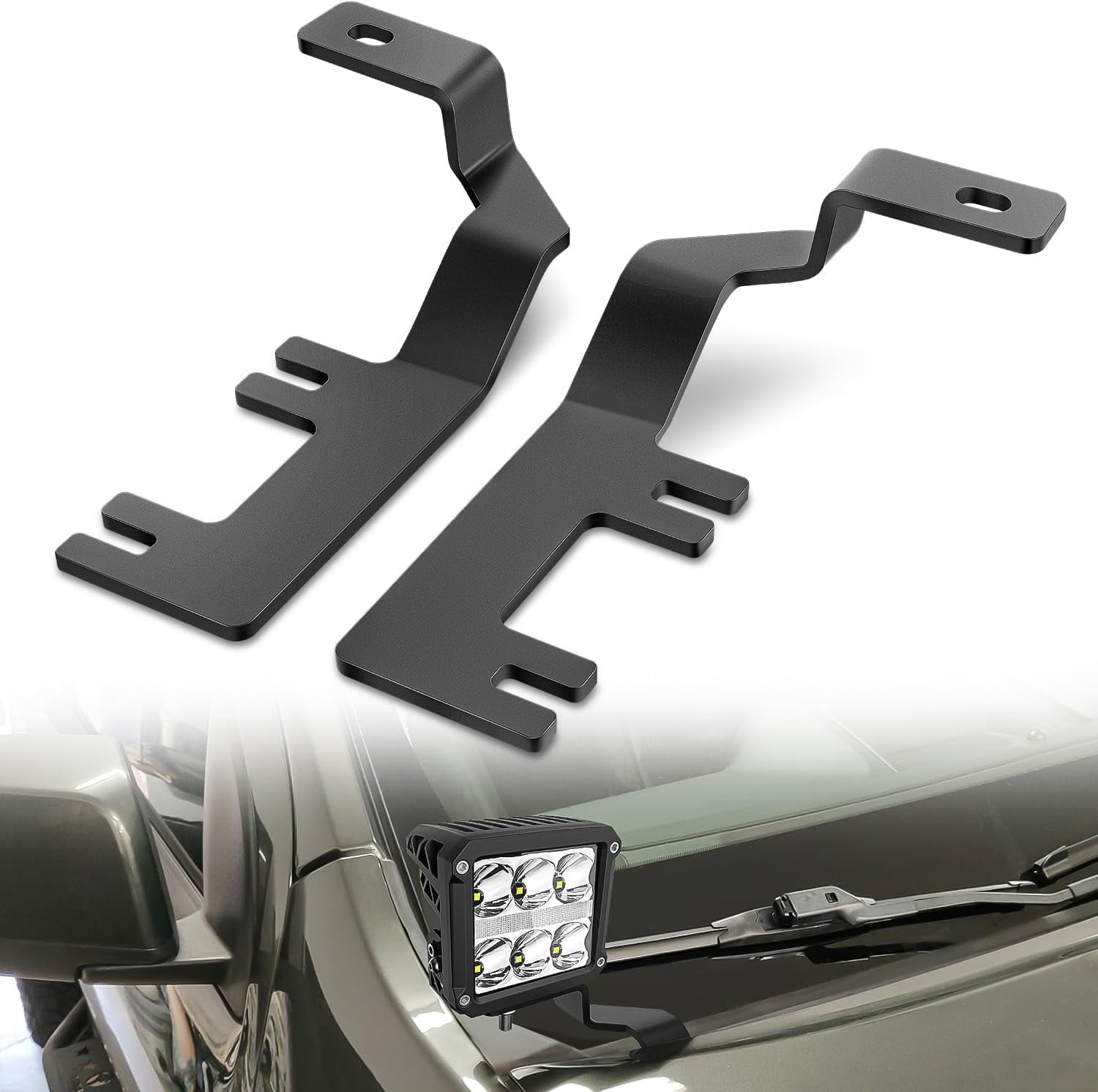 Nilight Ditch Light Brackets Hood Hinges Mount Bracket Kit For Auxiliary Offroad Led Pod Work Lighting On Toyota Tacoma 1995 1996 1997 1998 1999 2000 2001 2002 2003 2004 Tamano For Toyota Tacoma 1995 2004