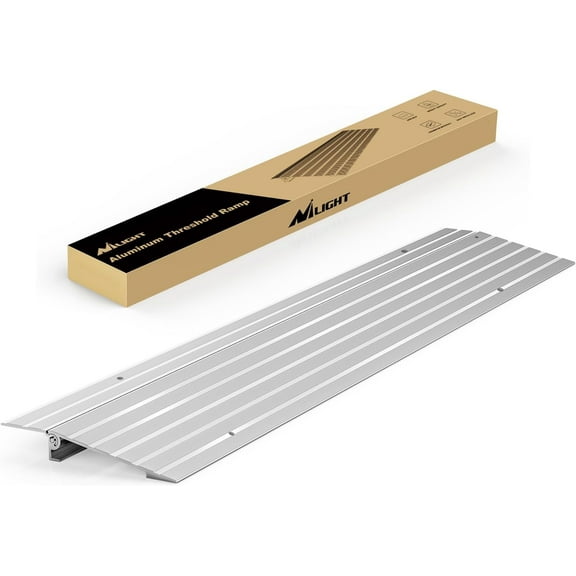Nilight Door Threshold Ramp, 1" Rise Portable Aluminum Wheelchair Door Transition Entry Ramps for Doorways Home Steps