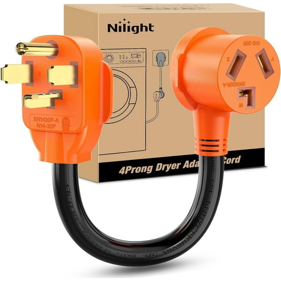 Nilight Dryer Adapter Cord 30 Amp to 30 Amp 4 Prong 125V/250V 7500 Watt Pure Copper New Dryer Outlet to Old Dryer Plug Conversion Heavy Duty 10 Gauge Wire 14-30P to 10-30R 30M/30F
