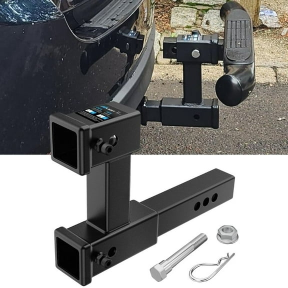 Dual Hitch Extension Fits for 2" Receiver, Double Trailer Hitch Extender to 10" Max Length, Anti-ratle 7-1/2" Riser or Drop, 4000 Lbs GTW, with Bolt Nut Kit Fits