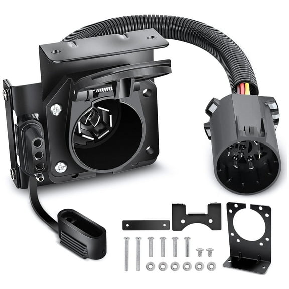 Nilight Dual Output Vehicle Side 7 Way RV Blade and 4 Way Flat Wiring Harness Multi Tow 4Pin to 7Pin Electric Adapter for RV Truck Factory Tow Package USCAR 7 Way Sockets Required, 2 Years Warranty