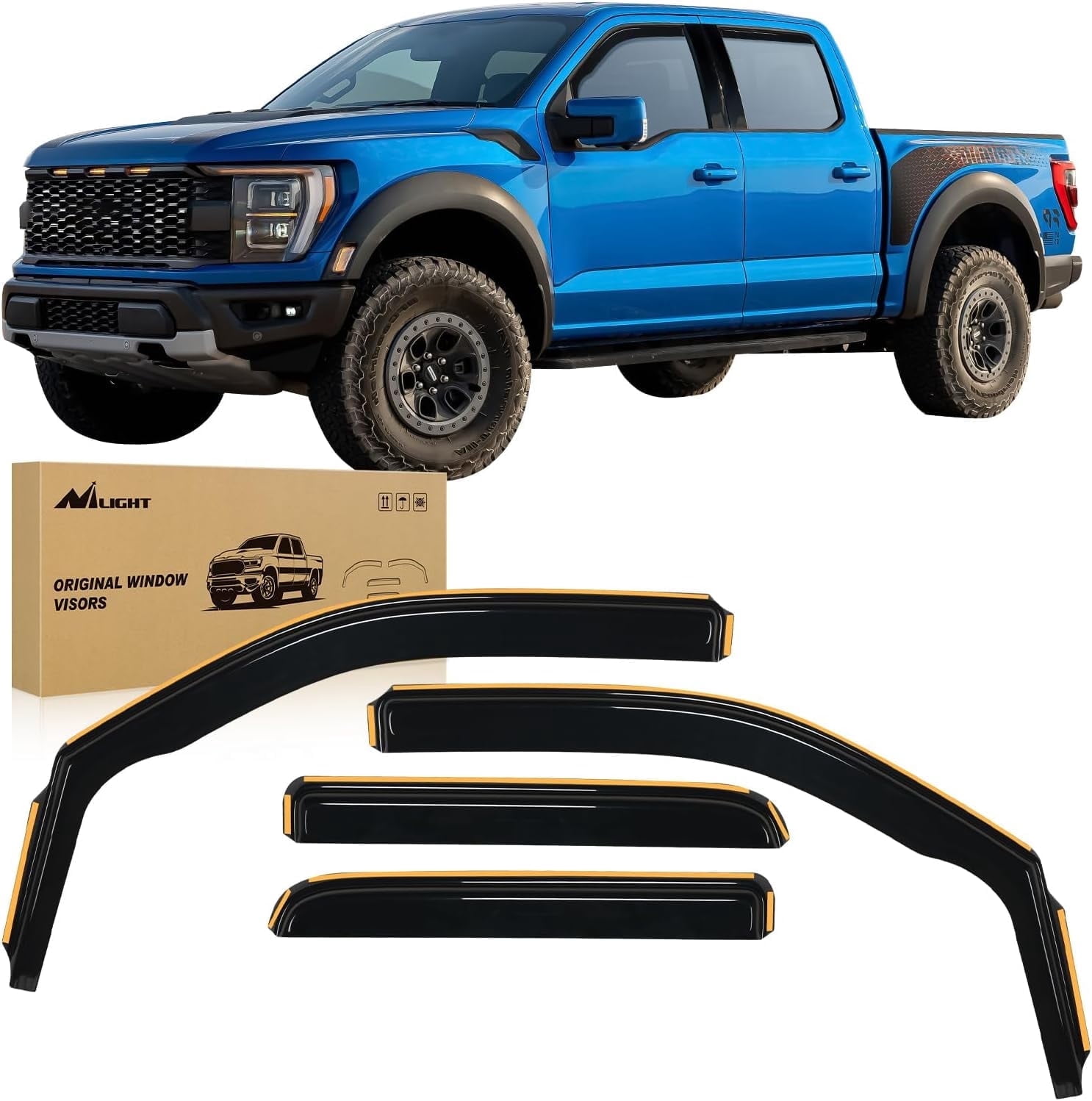 Ford Raptor Guard Nilight Durable Rain Guards for Ford F150 SuperCrew/SVT Raptor ...