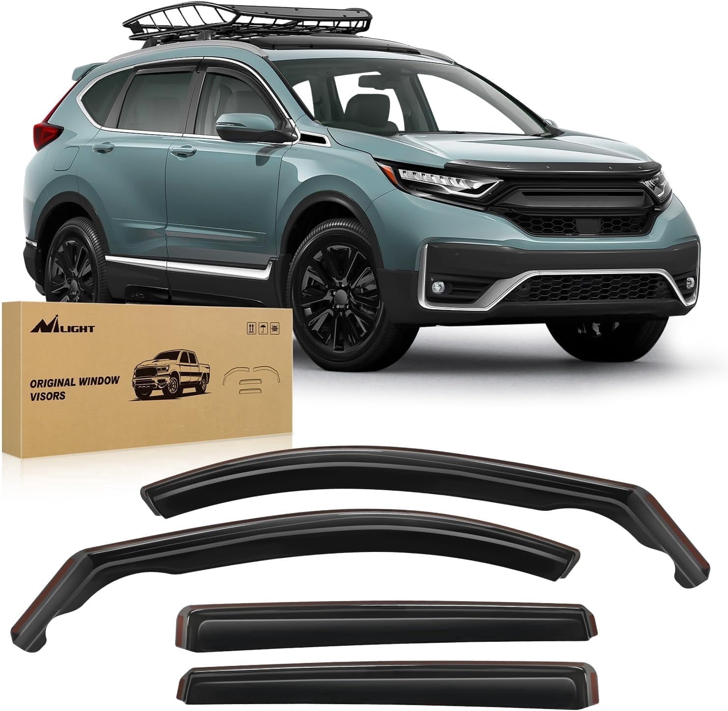 Nilight Durable in Channel Rain Guards for Honda CRV 2017 2018 2019 2020 2021 2022 Window Deflectors, Vent Window Visors-4pcs